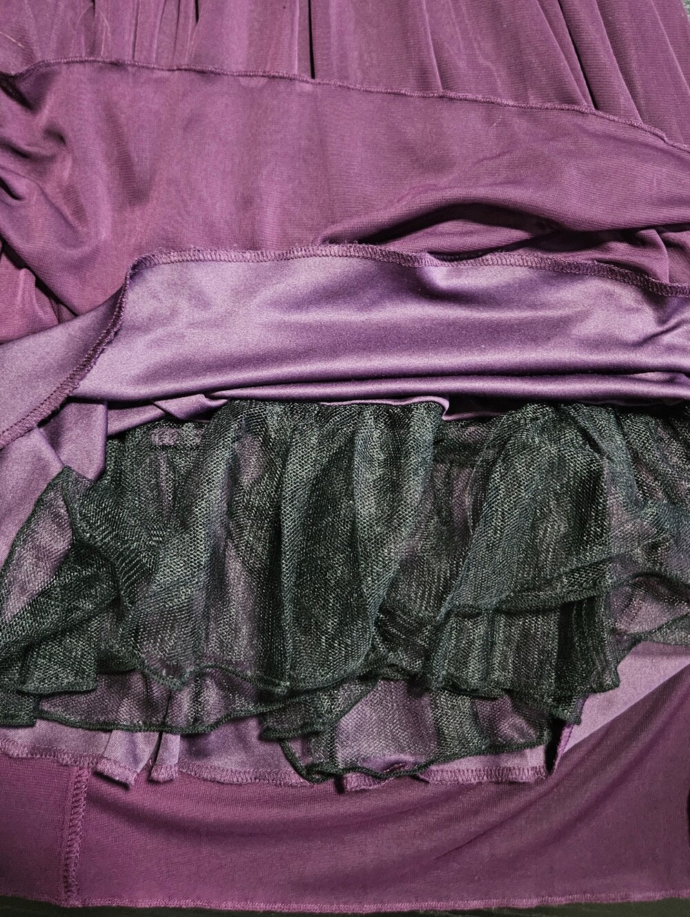 0179 Trixxi Plum Purple Strapless Chiffon Dress Med Y2K Rhinestone Formal Dance - Picture 6 of 11